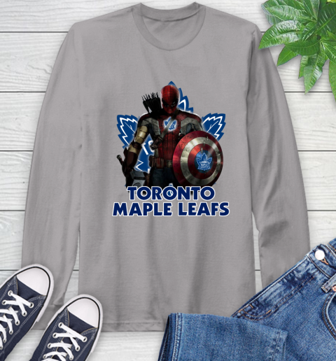 NHL Captain America Thor Spider Man Hawkeye Avengers Endgame Hockey Toronto Maple Leafs Long Sleeve T-Shirt 6