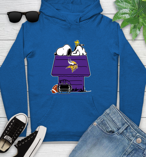 Minnesota Vikings NFL Football Snoopy Woodstock The Peanuts Movie Youth Hoodie 9