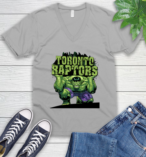 Toronto Raptors NBA Basketball Incredible Hulk Marvel Avengers Sports V-Neck T-Shirt 4