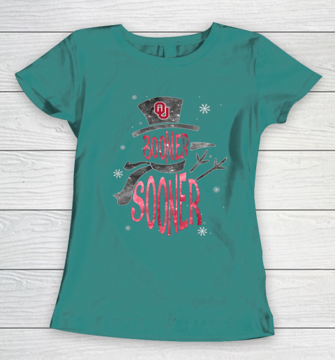 Oklahoma Sooners Christmas Snowman Women's T-Shirt 10