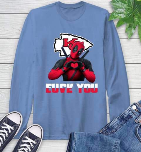NHL Kansas City Chiefs Deadpool Love You Fuck You Football Sports Long Sleeve T-Shirt 12