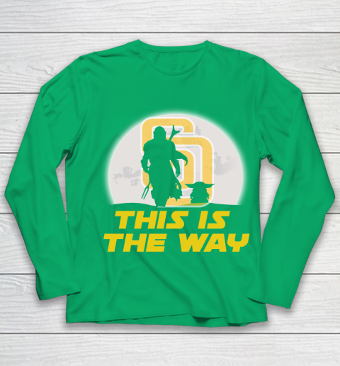 San Diego Padres MLB Baseball Star Wars Yoda And Mandalorian This Is The Way Youth Long Sleeve 4