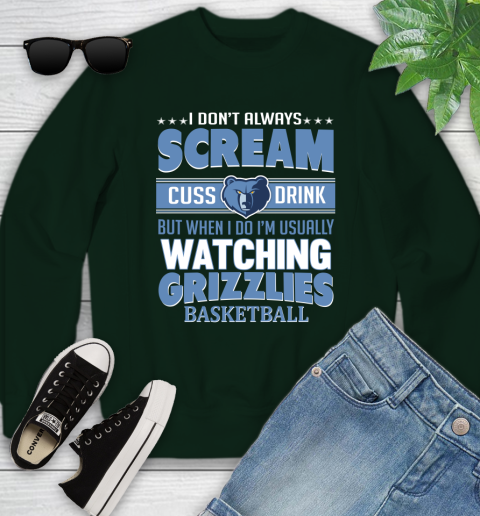 Memphis Grizzlies NBA Basketball I Scream Cuss Drink When I'm Watching My Team Youth Sweatshirt 9