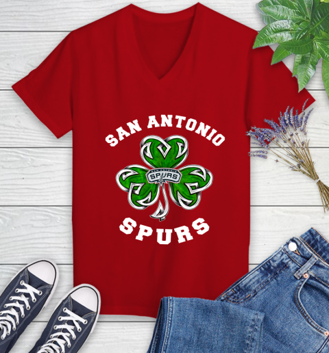 NBA San Antonio Spurs Three Leaf Clover St Patrick's Day Basketball Sports Women's V-Neck T-Shirt 11