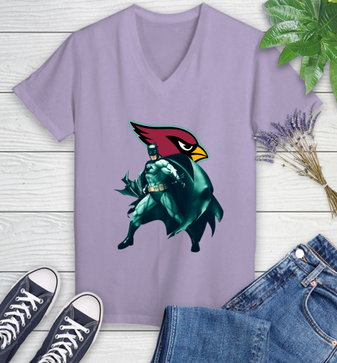 NFL Batman Football Sports Arizona Cardinals Women's V-Neck T-Shirt 14