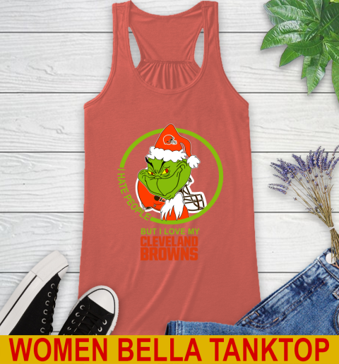 Cleveland Browns NFL Christmas Grinch I Hate People But I Love My Favorite Football Team Racerback Tank 4