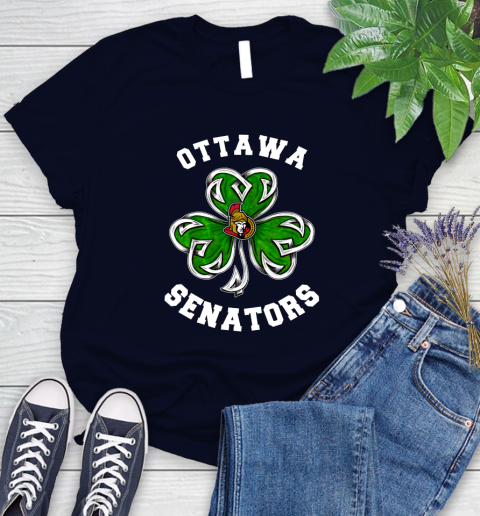 NHL Ottawa Senators Three Leaf Clover St Patrick's Day Hockey Sports Women's T-Shirt 3 NHL Ottawa Senators Three Leaf Clover St Patrick's Day Hockey Sports Women's T-Shirt - Image 3