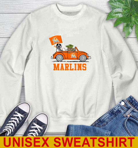 MLB Baseball Miami Marlins Darth Vader Baby Yoda Driving Star Wars Shirt Sweatshirt