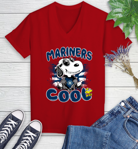 MLB Baseball Seattle Mariners Cool Snoopy Shirt Women's V-Neck T-Shirt 9 MLB Baseball Seattle Mariners Cool Snoopy Shirt Women's V-Neck T-Shirt - Image 9