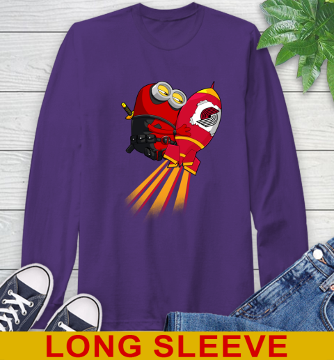 NBA Basketball Portland Trail Blazers Deadpool Minion Marvel Shirt Long Sleeve T-Shirt 5