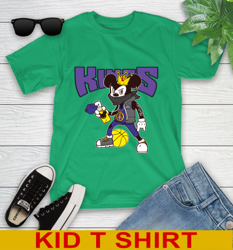 Sacramento Kings NBA Basketball Mickey Peace Sign Sports Youth T-Shirt 6