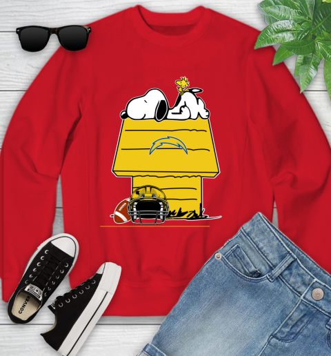 Los Angeles Chargers NFL Football Snoopy Woodstock The Peanuts Movie Youth Sweatshirt 9