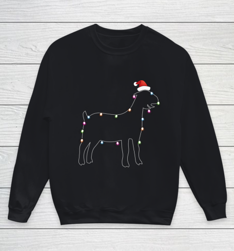 Santa Goat Christmas color led light Funny Xmas Goat Youth Sweatshirt