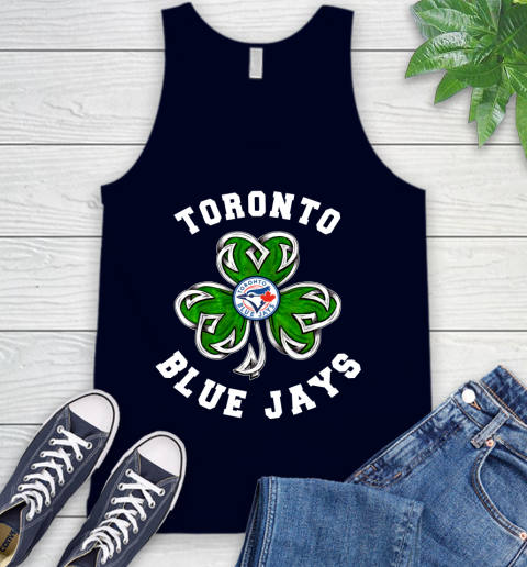 MLB Toronto Blue Jays Three Leaf Clover St Patrick's Day Baseball Sports Tank Top 2