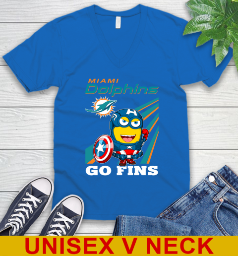 NFL Football Miami Dolphins Captain America Marvel Avengers Minion Shirt V-Neck T-Shirt 5