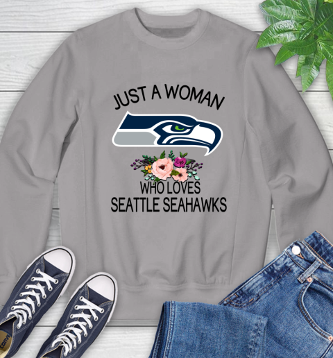 NFL Just A Woman Who Loves Seattle Seahawks Football Sports Sweatshirt 3