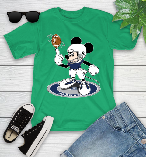 NFL Football Seattle Seahawks Cheerful Mickey Disney Shirt Youth T-Shirt 6