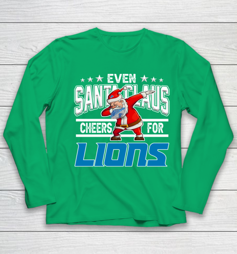 Detroit Lions Even Santa Claus Cheers For Christmas NFL Youth Long Sleeve 4