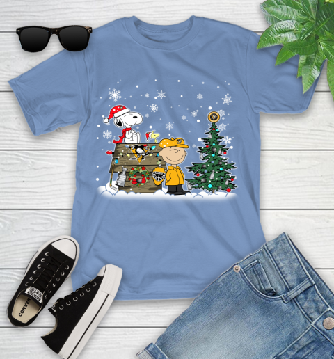 NHL Pittsburgh Penguins Snoopy Charlie Brown Woodstock Christmas Stanley Cup Hockey Youth T-Shirt 15