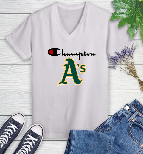 MLB Baseball Oakland Athletics Champion Shirt Women's V-Neck T-Shirt
