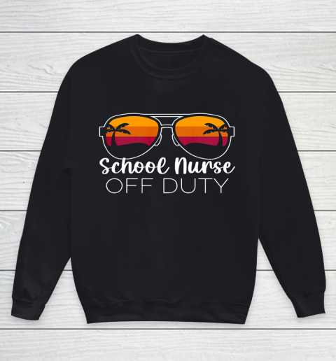 School Nurse Off Duty Sunglasses Beach Sunset Youth Sweatshirt
