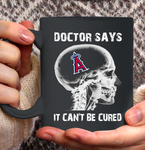 MLB Los Angeles Angels Baseball Skull It Can't Be Cured Shirt Ceramic Mug 15oz