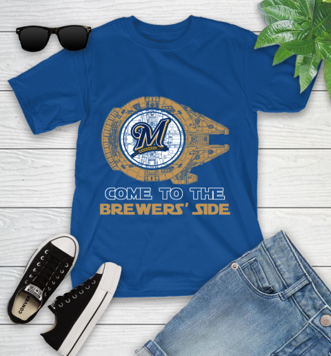 MLB Come To The Milwaukee Brewers Side Star Wars Baseball Sports Youth T-Shirt 12