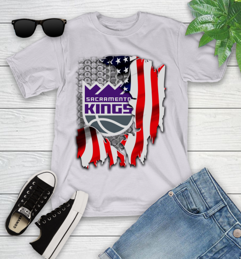 Sacramento Kings NBA Basketball American Flag Youth T-Shirt 4