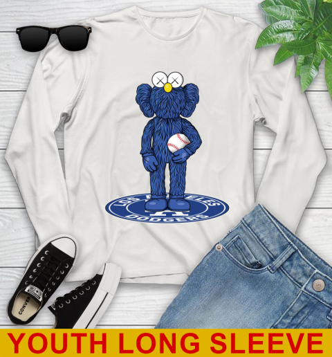 MLB Baseball Los Angeles Dodgers Kaws Bff Blue Figure Shirt Youth Long Sleeve 12