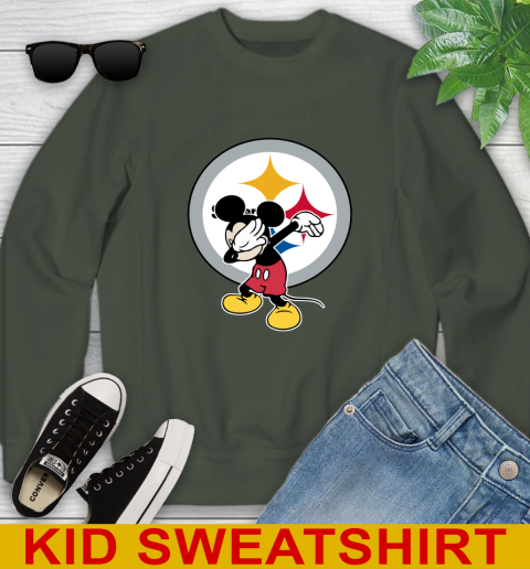 Pittsburgh Steelers NFL Football Dabbing Mickey Disney Sports Youth Sweatshirt 9