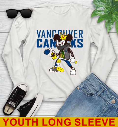 Vancouver Canucks NHL Hockey Mickey Peace Sign Sports Youth Long Sleeve 12