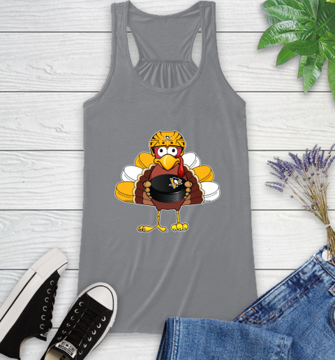 Pittsburgh Penguins Turkey Thanksgiving Day Racerback Tank 5