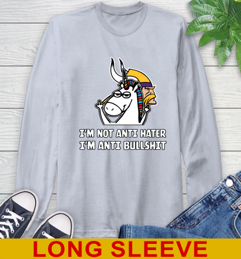 Minnesota Vikings NFL Football Unicorn I'm Not Anti Hater I'm Anti Bullshit Long Sleeve T-Shirt 6