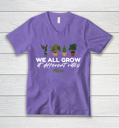 We All Grow At Different Rates, Special Education Teacher Autism Awareness V-Neck T-Shirt 8