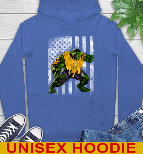 Pittsburgh Pirates Hulk Marvel Avengers MLB Baseball American Flag Hoodie 9