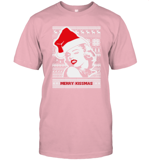 Merry Kissmas Ugly Christmas Slouchy Off Shoulder Oversized Unisex Jersey Tee