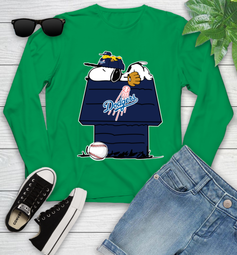 MLB Los Angeles Dodgers Snoopy Woodstock The Peanuts Movie Baseball T Shirt_000 Youth Long Sleeve 6