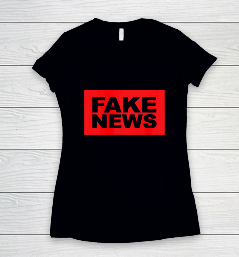 Funny fake news network political protest Women's V-Neck T-Shirt