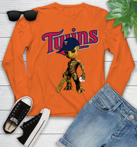 MLB Minnesota Twins Groot Guardians Of The Galaxy Baseball Youth Long Sleeve 4