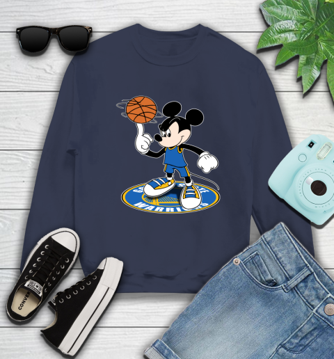 NBA Basketball Golden State Warriors Cheerful Mickey Disney Shirt Sweatshirt 3