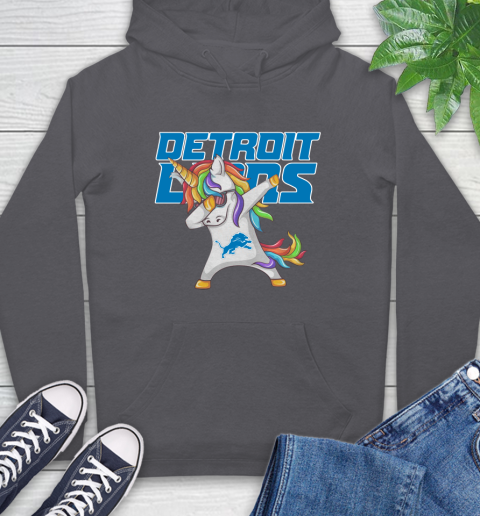 Detroit Lions NFL Football Funny Unicorn Dabbing Sports Hoodie 7