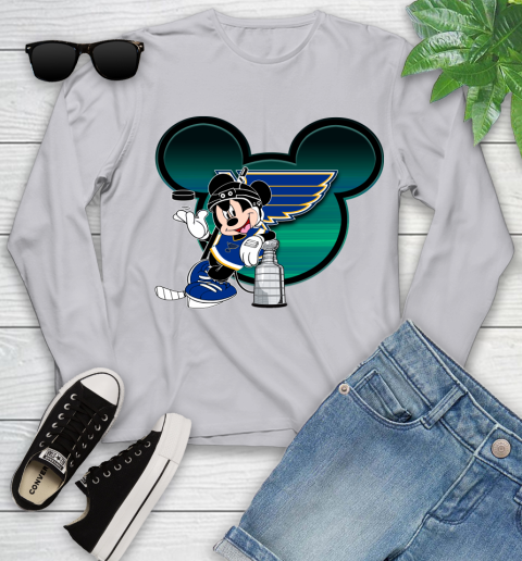 NHL St.Louis Blues Stanley Cup Mickey Mouse Disney Hockey T Shirt Youth Long Sleeve 5
