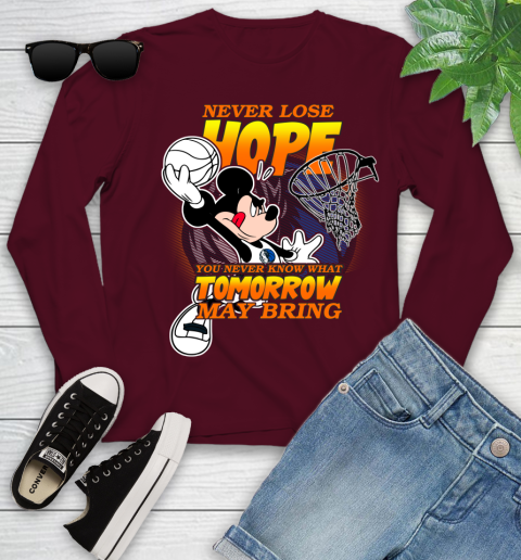 Dallas Mavericks NBA Basketball Mickey Disney Never Lose Hope Youth Long Sleeve 6