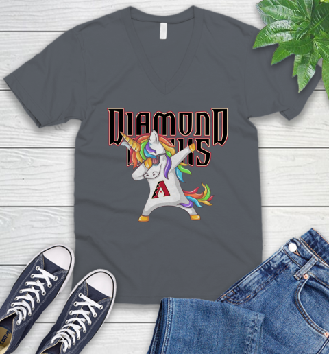 Arizona Diamondbacks MLB Baseball Funny Unicorn Dabbing Sports V-Neck T-Shirt 5