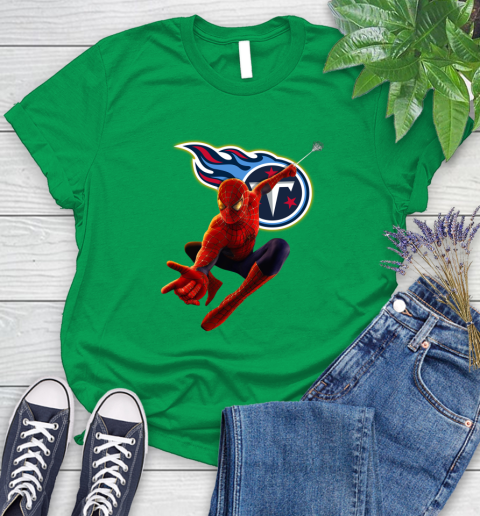 NFL Spider Man Avengers Endgame Football Tennessee Titans Women's T-Shirt 6