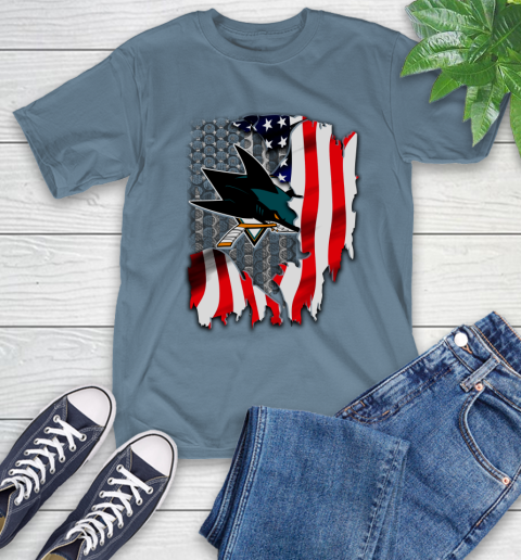 San Jose Sharks NHL Hockey American Flag T-Shirt 8