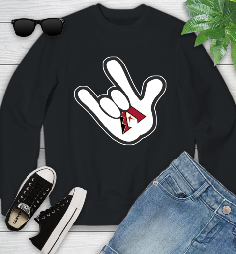 Arizona Diamondbacks MLB Baseball Mickey Rock Hand Disney Youth Sweatshirt 3 Arizona Diamondbacks MLB Baseball Mickey Rock Hand Disney Youth Sweatshirt - Image 3