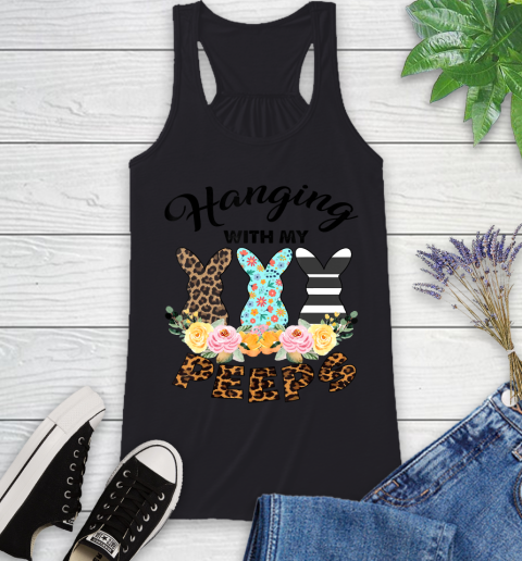 Nurse Shirt Funny Leopard Bunny Hanging With My Peeps Easter T Shirt Racerback Tank