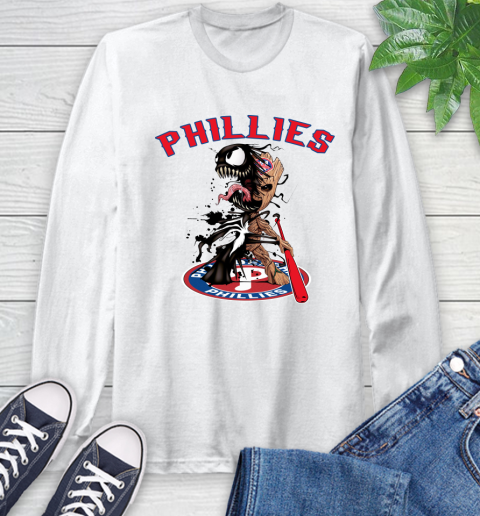 MLB Philadelphia Phillies Baseball Venom Groot Guardians Of The Galaxy Long Sleeve T-Shirt