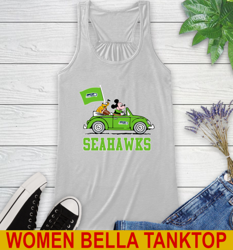 NFL Football Seattle Seahawks Pluto Mickey Driving Disney Shirt Racerback Tank